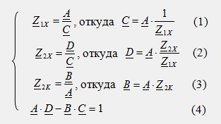 Определение коэффициентов четырехполюсника